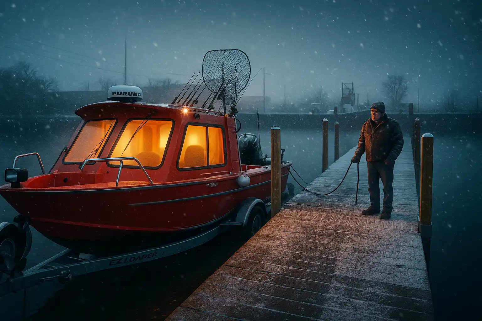 Warm boat on dock